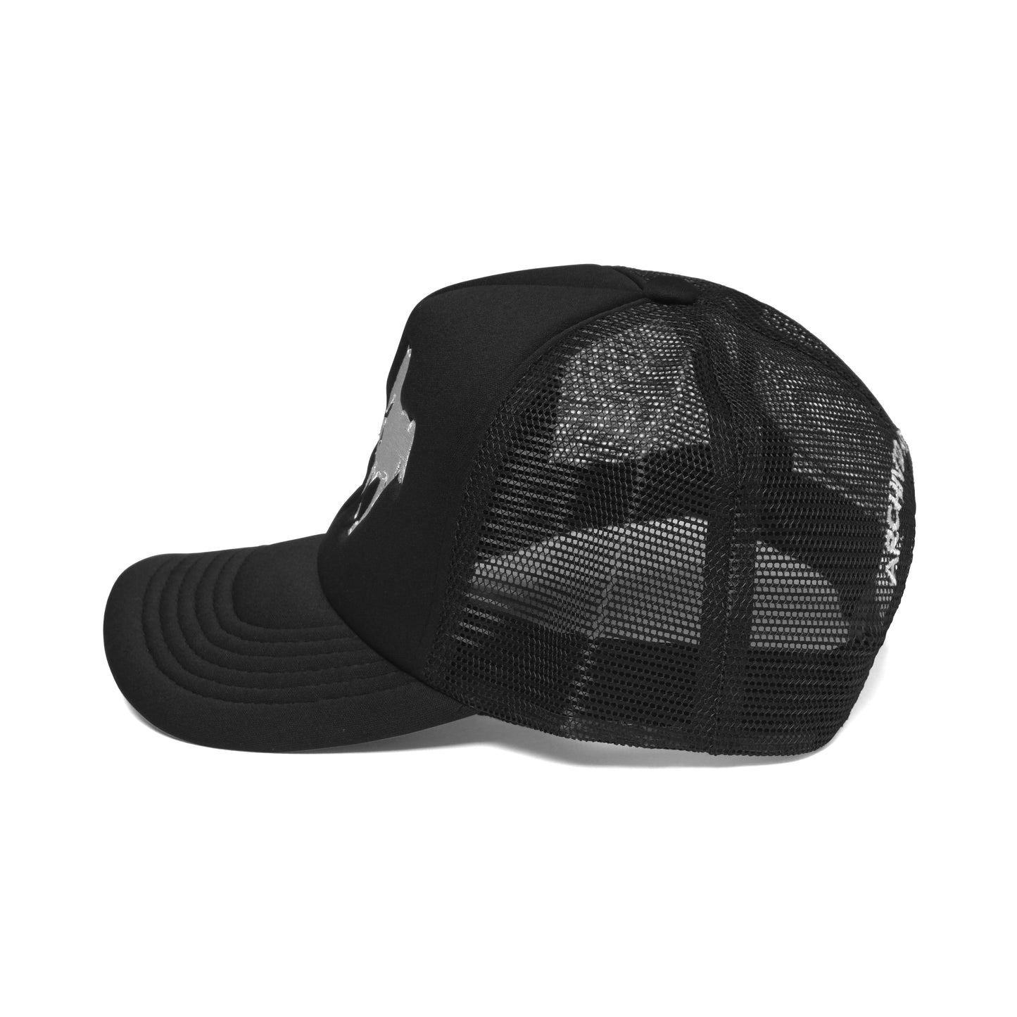 Mustang Trucker Hat Black/White Stitch