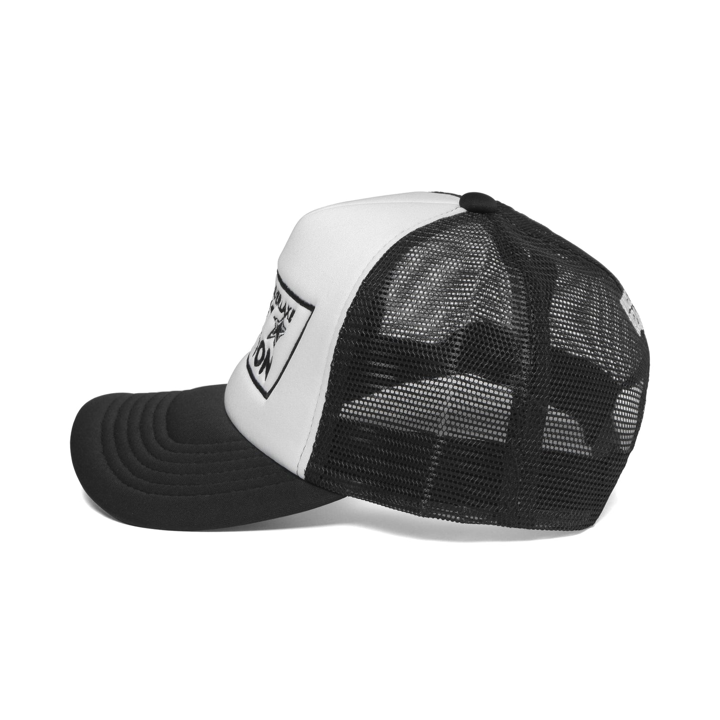 Sunset Junction Trucker Hat Black/White/ Black Stitch