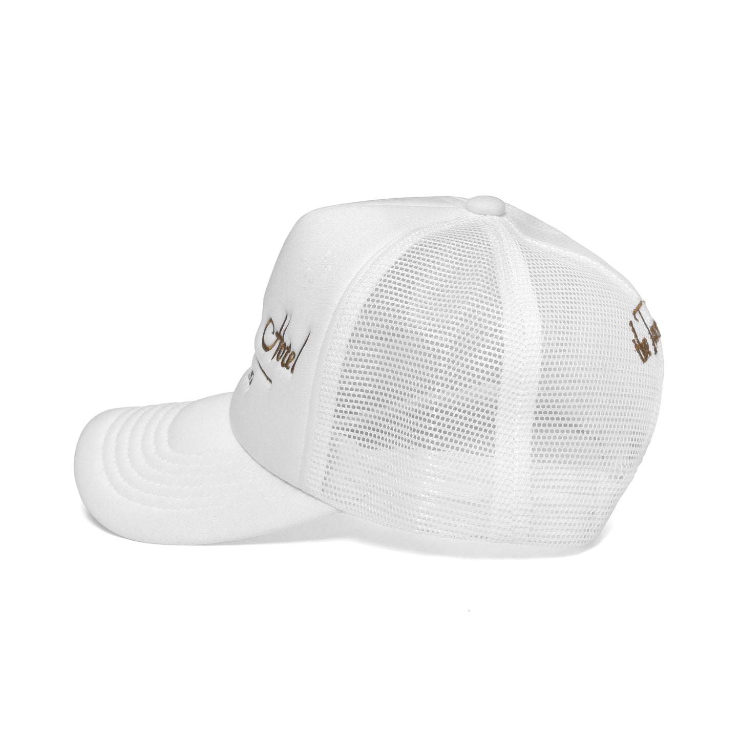 Sunset Tower Hotel Trucker Hat White/ Gold Stitch