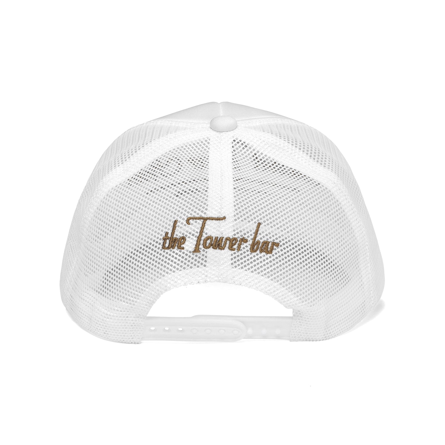 Sunset Tower Hotel Trucker Hat White/ Gold Stitch