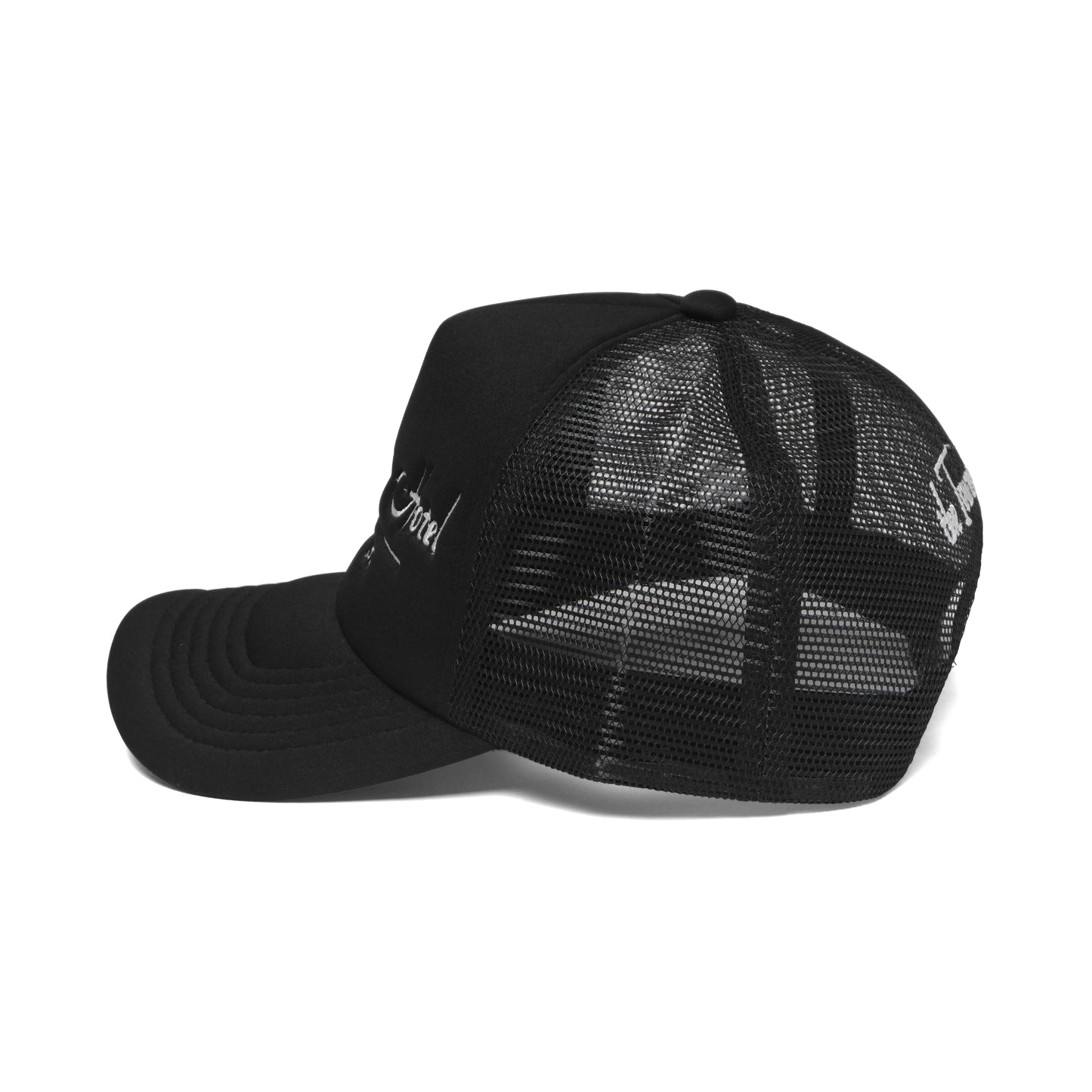 Sunset Tower Hotel Trucker Hat Black/ White Stitch