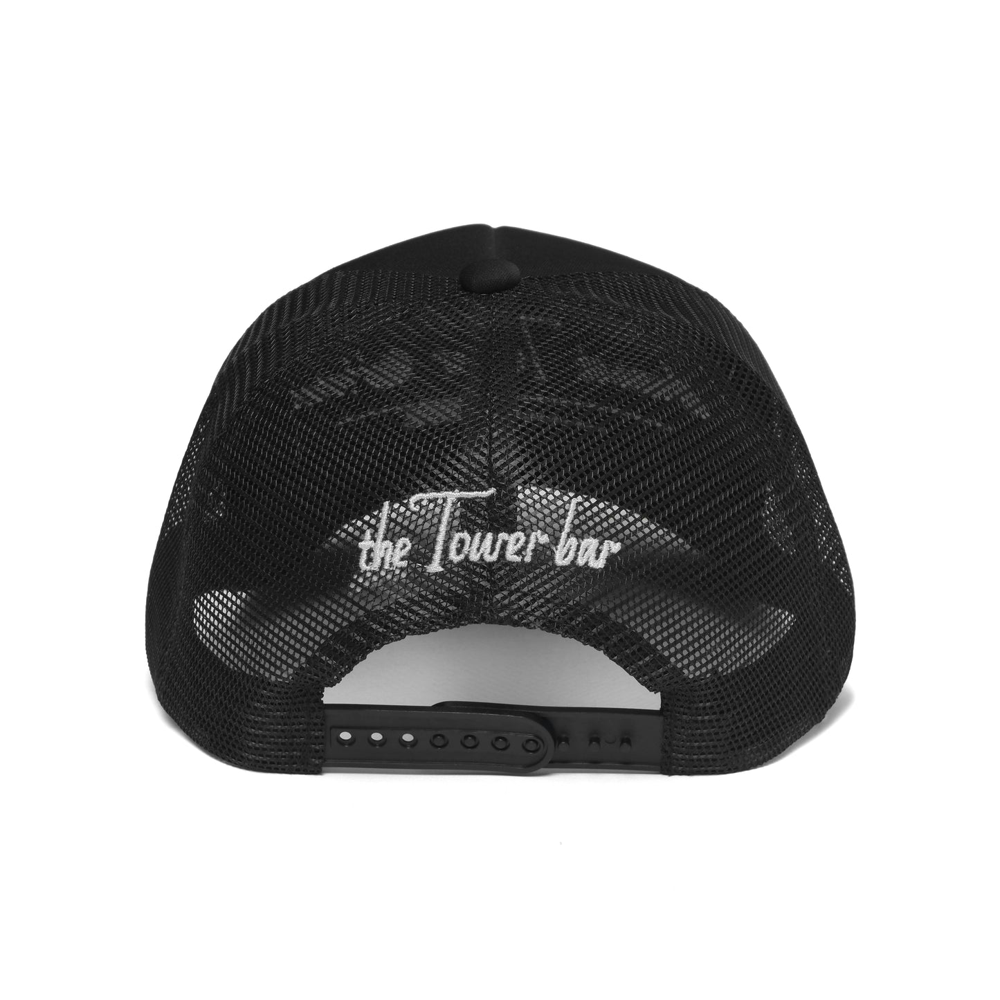 Sunset Tower Hotel Trucker Hat Black/ White Stitch