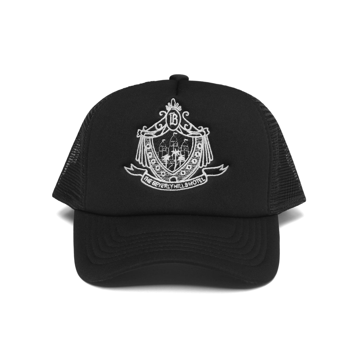 Beverly Hills Hotel Crest Trucker Black Foam/White Stitch