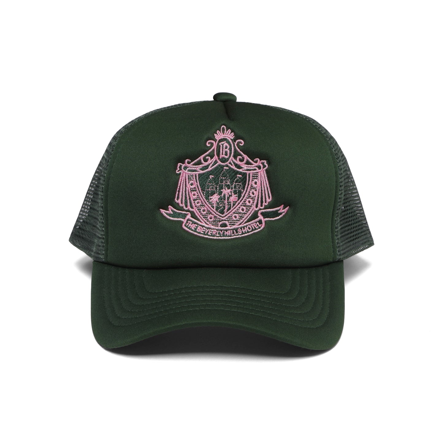 Beverly Hills Hotel Crest Trucker Green Foam/Pink Stitch