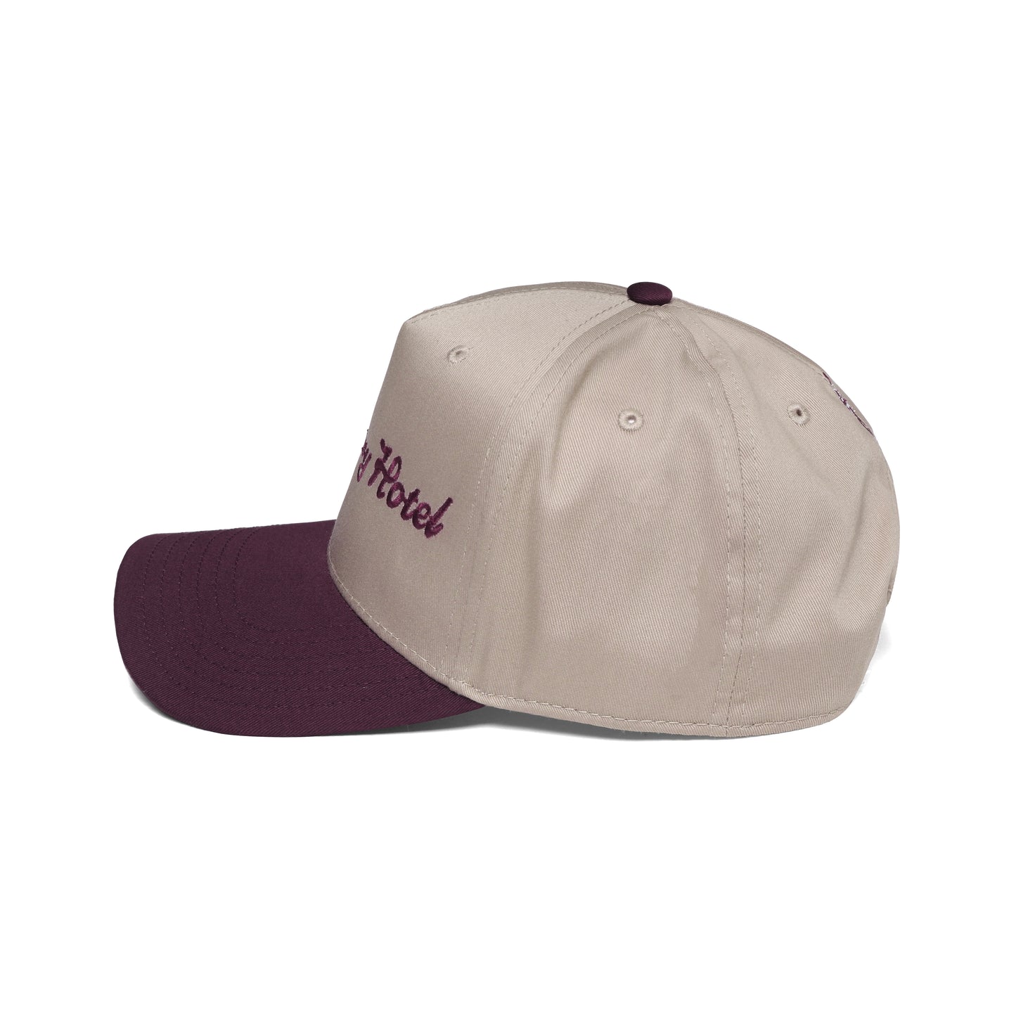 The Bowery Hotel Hat Tan/Maroon Stitch