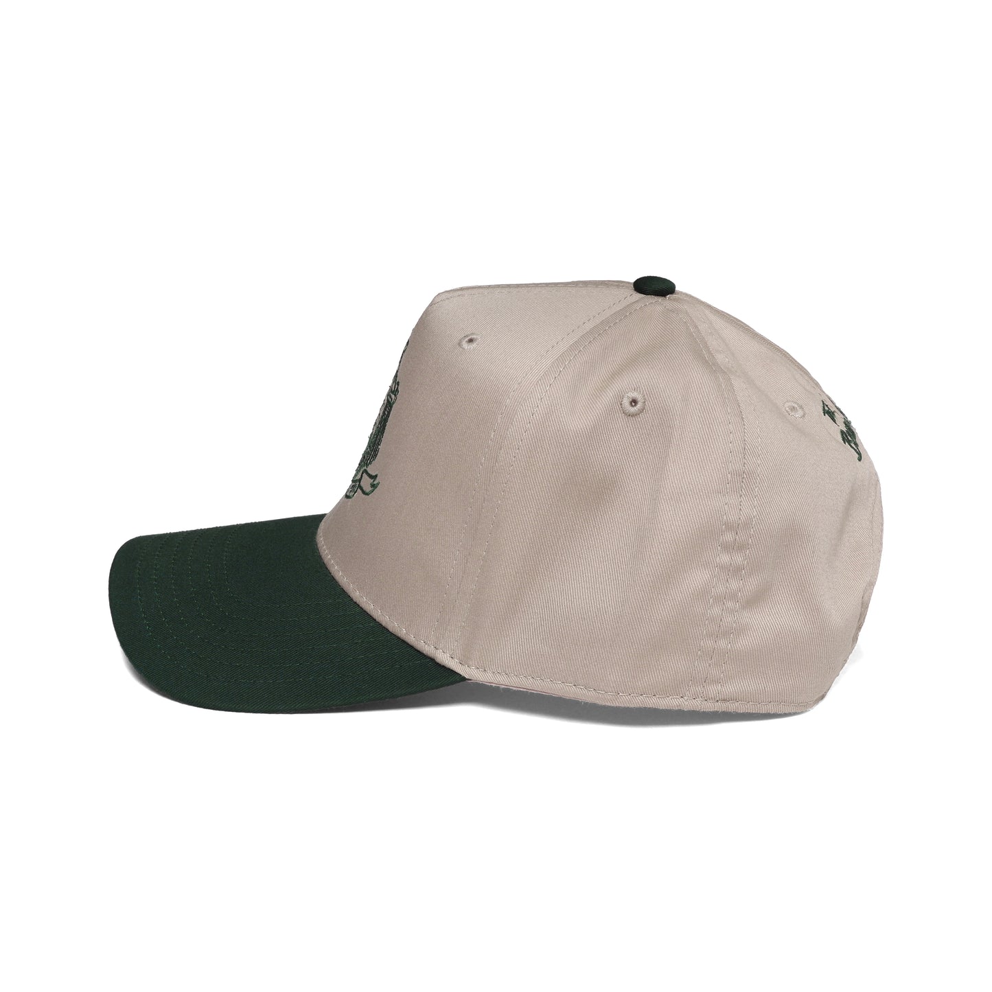 Beverly Hills Hotel Crest 5 Panel Hat Tan/Green Stitch