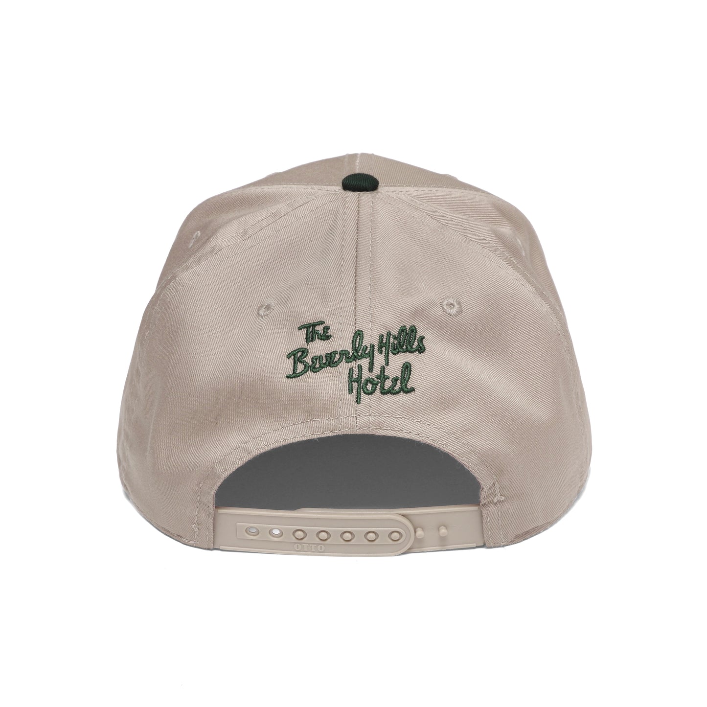 Beverly Hills Hotel Crest 5 Panel Hat Tan/Green Stitch