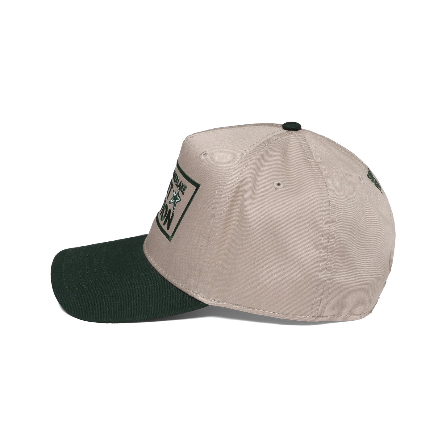Sunset Junction 5 Panel Hat Tan/Green Stitch