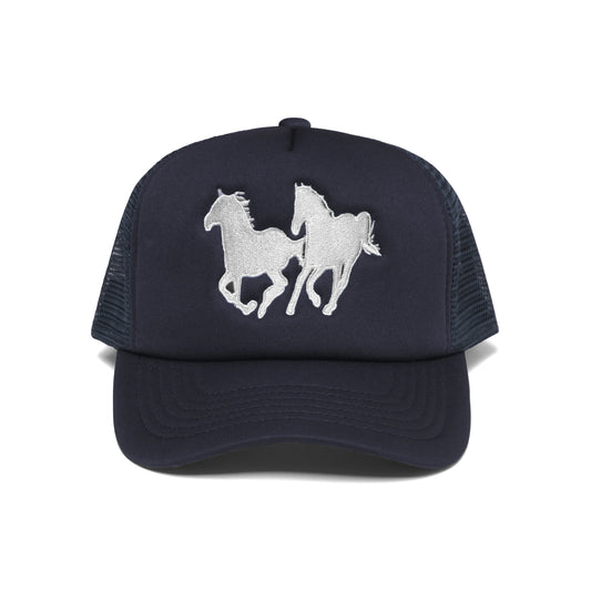 Mustang Trucker Hat Navy/White Stitch