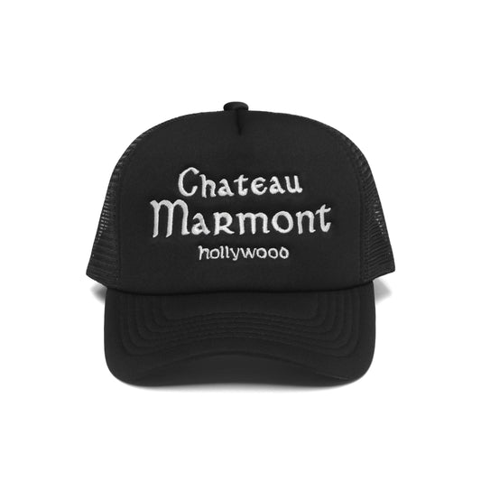 Chateau Marmont Trucker Hat Black/White Stitch