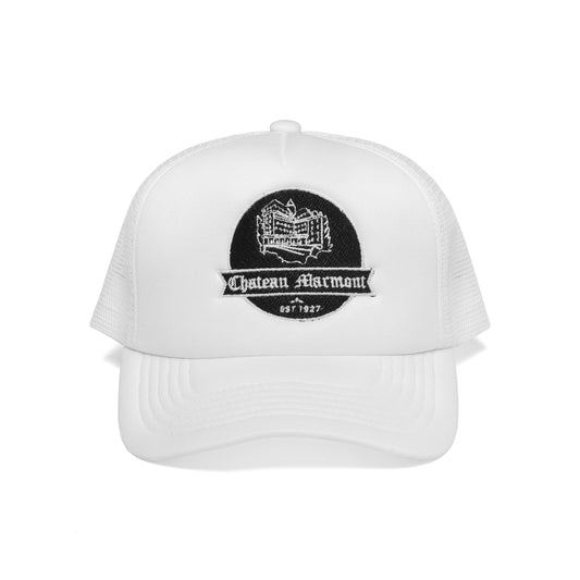 Chateau Marmont Crest Trucker White Foam/Black Stitch