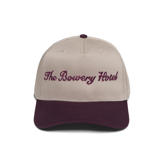 The Bowery Hotel Hat Tan/Maroon Stitch